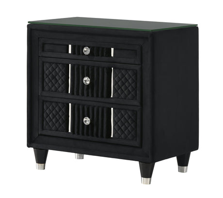 Armany Black Upholstered Nightstand