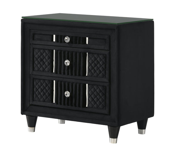 Armany Black Upholstered Nightstand