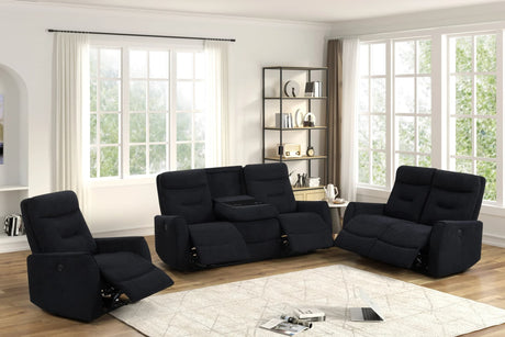 Nina Black Fabric 3-Piece Power Reclining Set