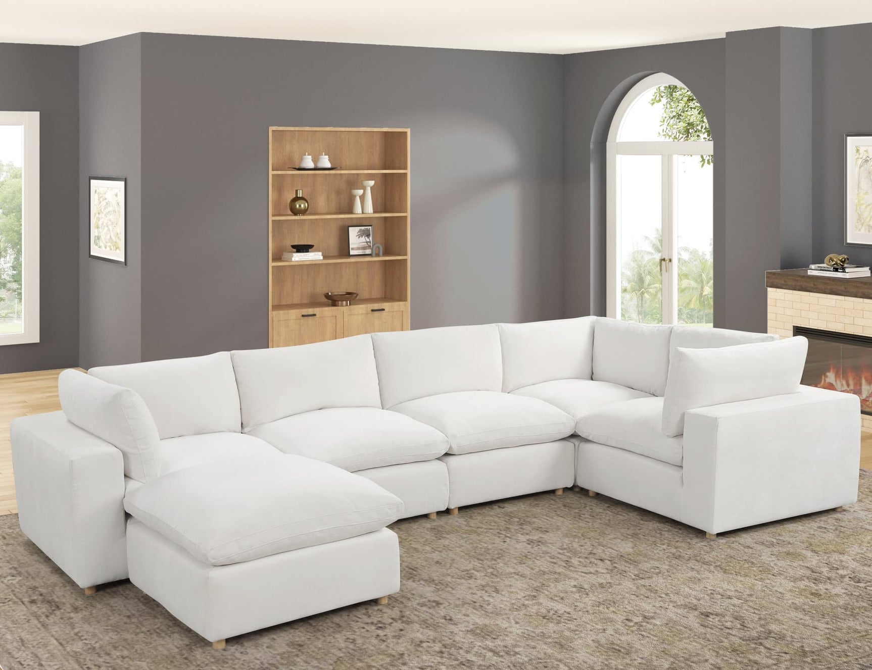 Xlcloud Beige Sectional + Ottoman