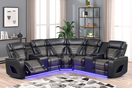 Ibiza Black Power Reclining Sectional