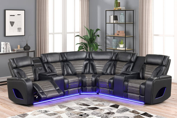 Ibiza Black Power Reclining Sectional