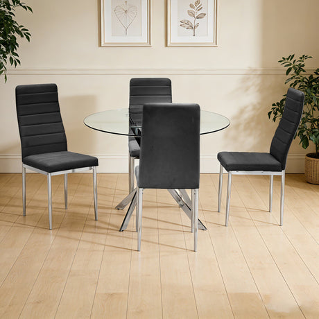 Diane Black Round Dining Room Set