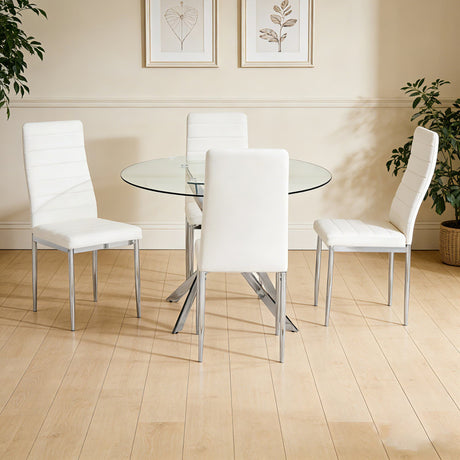 Diane White Round Dining Room Set
