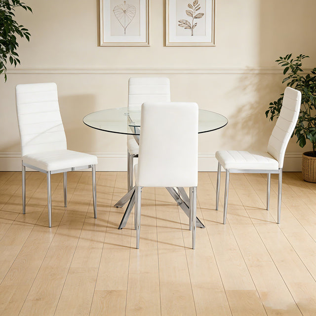 Diane White Round Dining Room Set