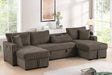 July Mocha Double Storage Chaise Sectional w Pull Out Bed