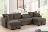 July Mocha Double Storage Chaise Sectional w Pull Out Bed
