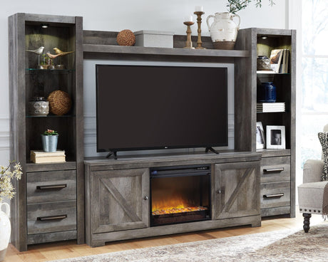 Wynnlow Gray 4-Piece Entertainment Center With Electric Fireplace - Ella Furniture