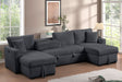 July Charcoal Double Storage Chaise Sectional w Pull Out Bed
