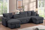 July Charcoal Double Storage Chaise Sectional w Pull Out Bed