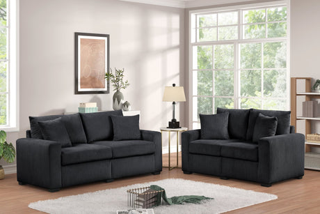 Hime Black 2-Piece Living Room Set