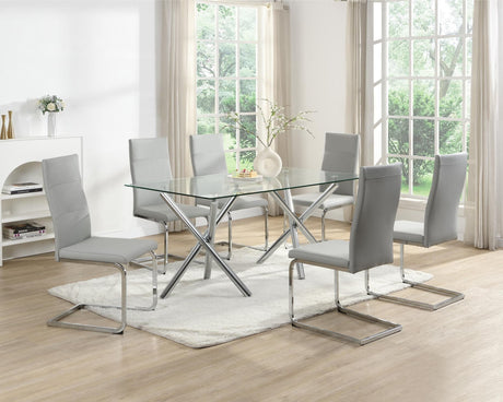 Dani Gray Glass Table + 6 Chairs