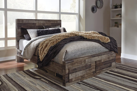 Derekson Multi Gray Queen Panel Bed With 2 Storage Drawers - Ella Furniture