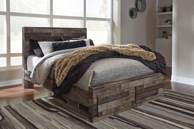 Derekson Multi Gray Queen Panel Bed With 2 Storage Drawers - Ella Furniture