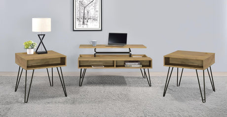 Fanning 3-piece Lift Top Coffee and End Table Set Golden Oak