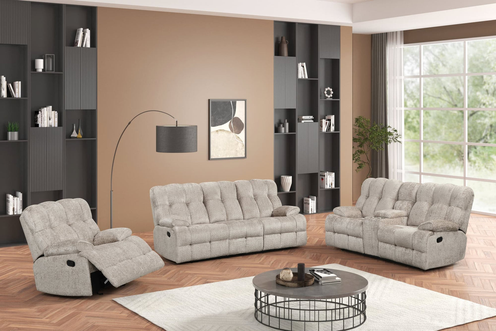 Martina Gray Fabric 3-Piece Reclining Set