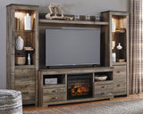 Trinell Brown 4-Piece Entertainment Center With Electric Fireplace - Ella Furniture