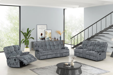 Martina Charcoal Fabric 3-Piece Reclining Set