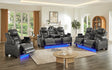 Tesla Gray Leather Gel 3-Piece Power Reclining Set