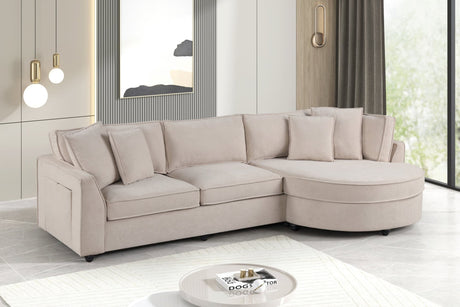 Elva Beige Sectional w Reversible Chaise