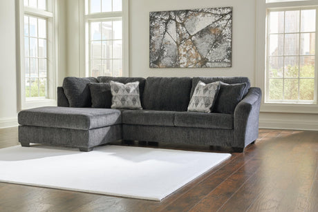 Biddeford Ebony 2-Piece Sectional With Chaise - Ella Furniture