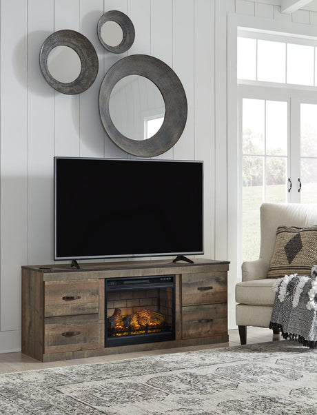 Trinell Brown Tv Stand With Electric Fireplace EW0446W8 - Ella Furniture