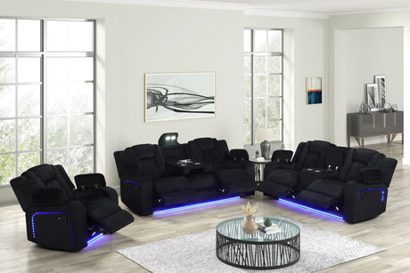 Hulk Black Fabric 3-Piece Reclining Set