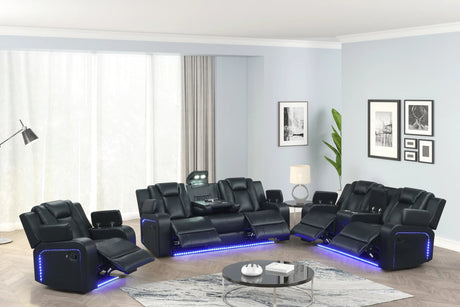 Hulk Black Leather Gel 3-Piece Reclining Set