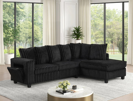 Fiven Black Reversible Sectional