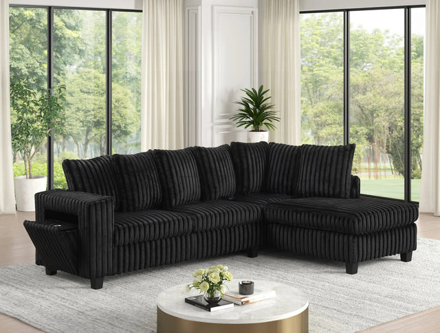 Fiven Black Reversible Sectional