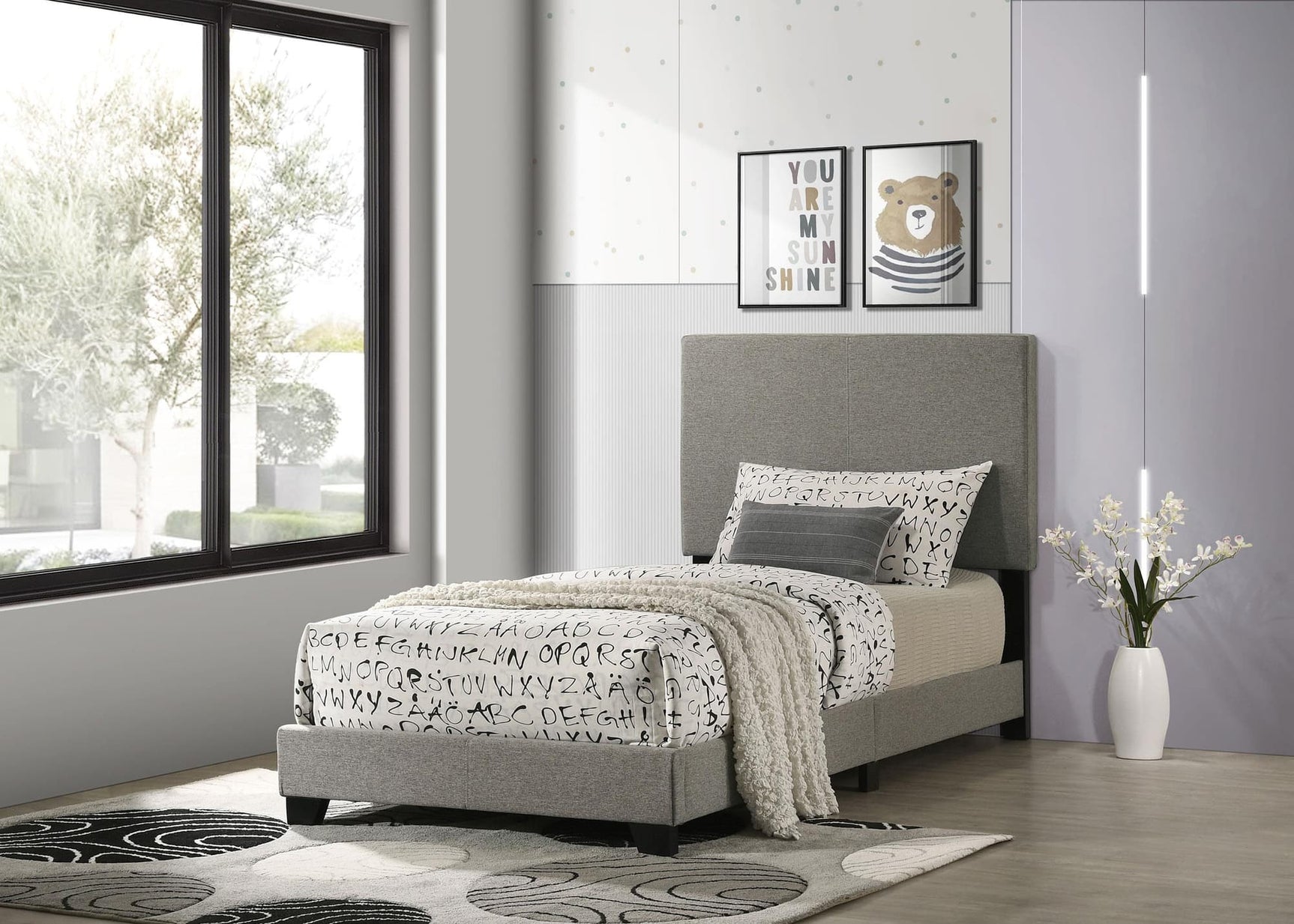 Dorian Fabric Upholstered Twin Panel Bed Taupe