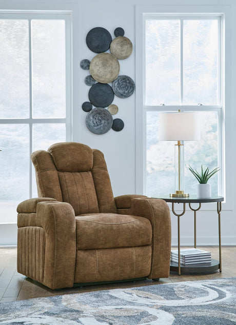 Wolfridge Brindle Faux Leather Power Recliner - Ella Furniture