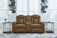 Wolfridge Brindle Faux Leather Power Reclining Loveseat - Ella Furniture