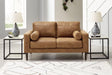 Telora Caramel Microfiber Loveseat - Ella Furniture