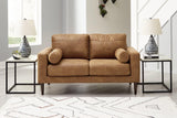 Telora Caramel Microfiber Loveseat - Ella Furniture