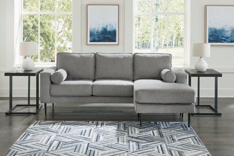 Hazela Charcoal Chenille Sofa Chaise - Ella Furniture