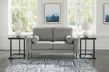 Hazela Charcoal Chenille Loveseat - Ella Furniture