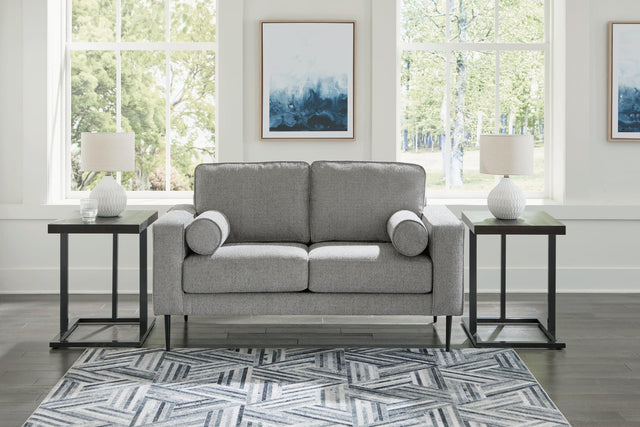 Hazela Charcoal Chenille Loveseat - Ella Furniture