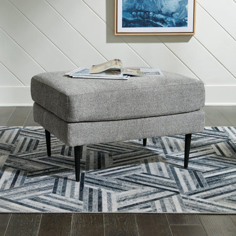 Hazela Charcoal Chenille Ottoman - Ella Furniture