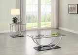 Danville 2-piece Glass Top Coffee and End Table Set Chrome