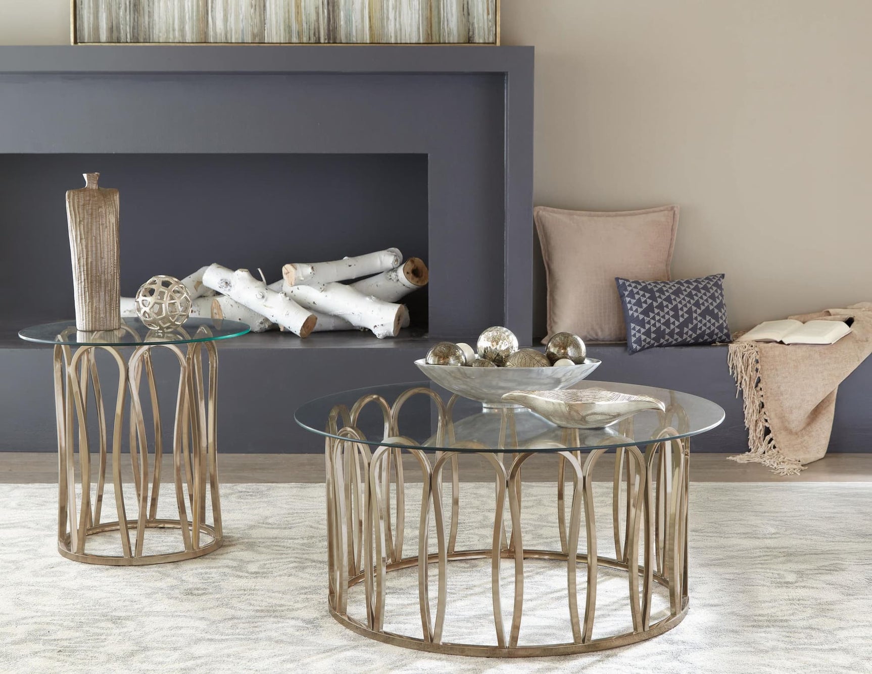 Monett 2-piece Coffee and End Table Set Chocolate Chrome