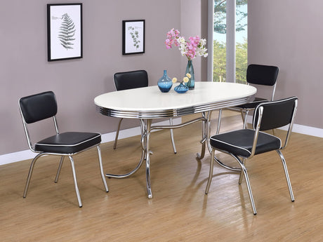 Retro White Black Oval Dining Room Set