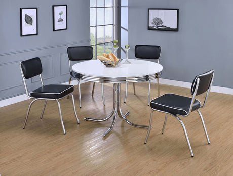 Retro White Black Round Dining Room Set