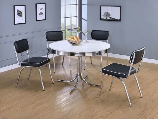 Retro White Black Round Dining Room Set