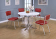 Retro White Red Round Dining Room Set