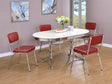 Retro White Red Oval Dining Room Set