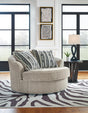 Calnita Sisal Velvet Oversized Swivel Accent Chair - Ella Furniture