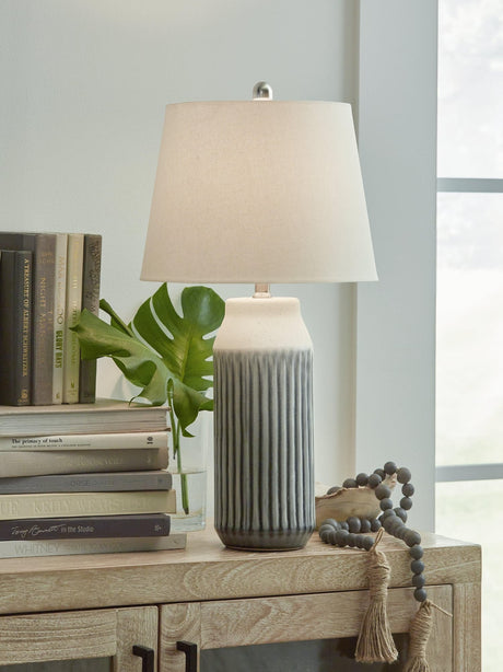 Afener Blue/beige Table Lamp (Set Of 2) - Ella Furniture