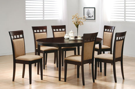 Gabriel Cappuccino Upholstered Back Extension Leaf Dining Room Set