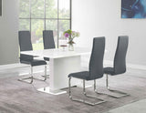 Anges White High Gloss Grey Dining Room Set